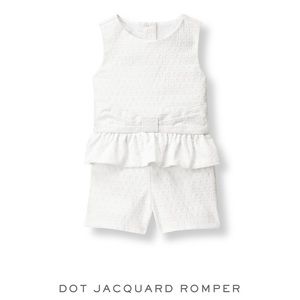 Janie and Jack baby girls 6-12 months white dot jacquard romper